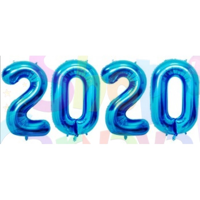 Balon folie,cifre 2020-Albastru